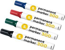 Schäfer Shop Permanentmarker S. 300 mit Rundspitze, Strichbreite 1,5-3 mm, wasserfest, farbsortiert, 4 Stück - Bild 1