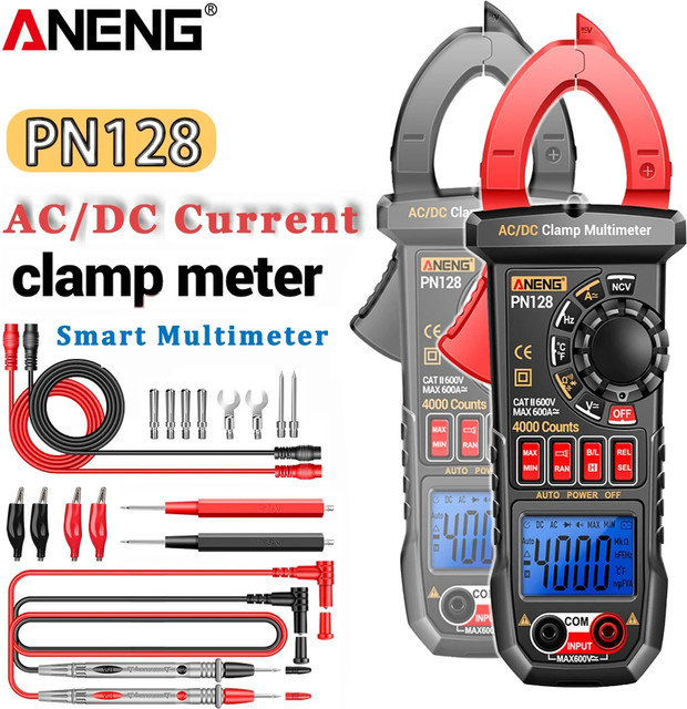 ANENG PN128 Digitales Zangenamperemeter True RMS mit NCV Funktion für AC/DC Strom und Spannung in Rot - Bild 1