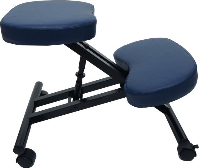 Kniestuhl MCW-E10 Sitzhocker in Blau mit Rollen und Kunstleder, höhenverstellbar und MVG-zertifiziert - Bild 1