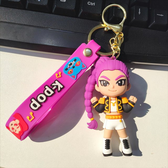 3er-Set Schlüsselanhänger Cartoon Anime 3D Puppe, pink, Unisex - Bild 1