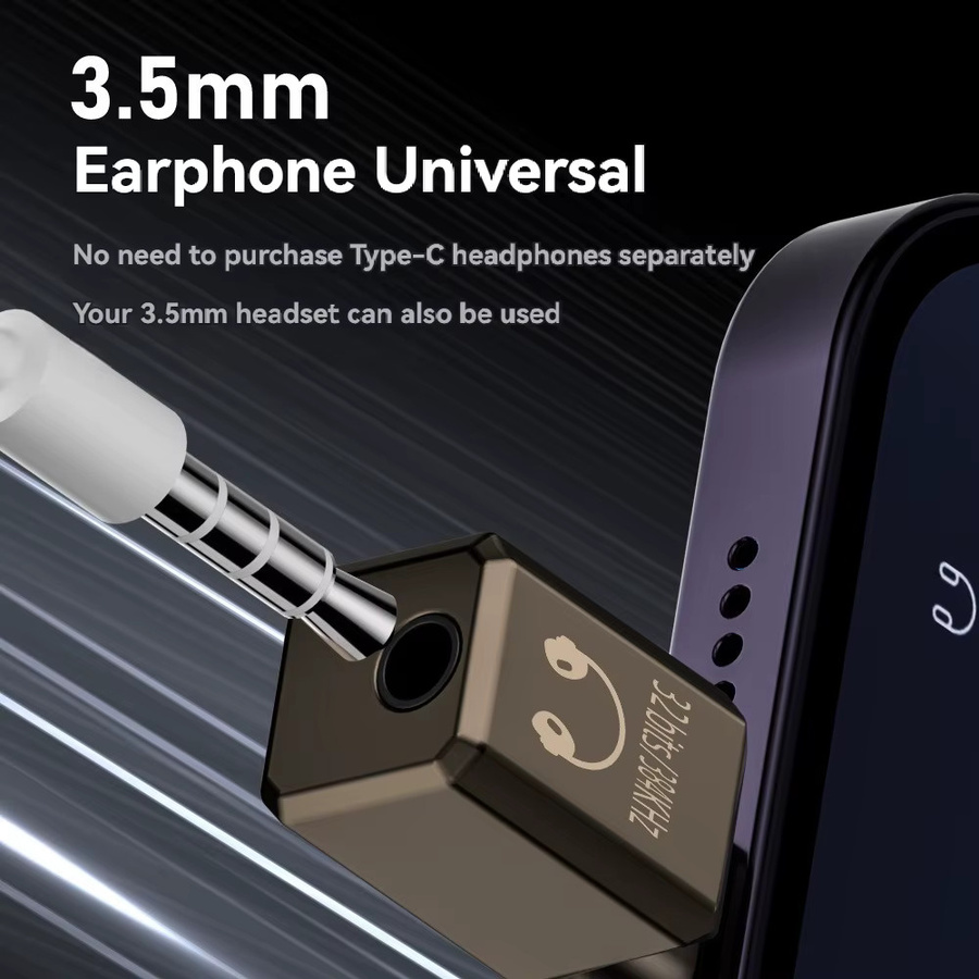 BSN USB-C auf 3,5 mm Kopfhöreranschluss-Konverter mit Hi-Res Audio Amp DAC 32Bit/384KHz Digitaler Audio-Adapter in Weiß - Bild 3