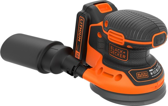 Black+Decker Akku-Exzenterschleifer BDCROS18-QW 18V mit 125mm Schleifscheibe in Schwarz und Orange - Bild 2