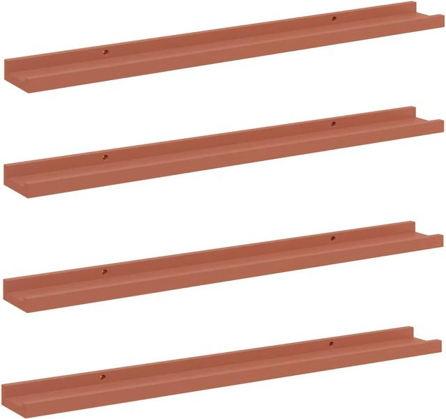 vidaXL Wandregal Set aus Holzwerkstoff, 4 Stück, Rot, B: 80 cm, T: 9 cm, H: 3 cm - Bild 1