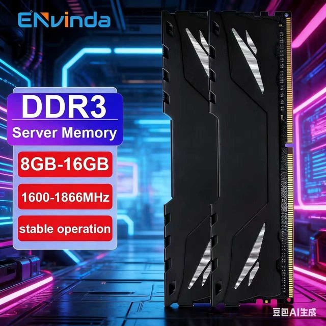 ENVINDA DDR3 RECC Server-RAM Registrierter Arbeitsspeicher 1600MHz in Schwarz - Bild 1