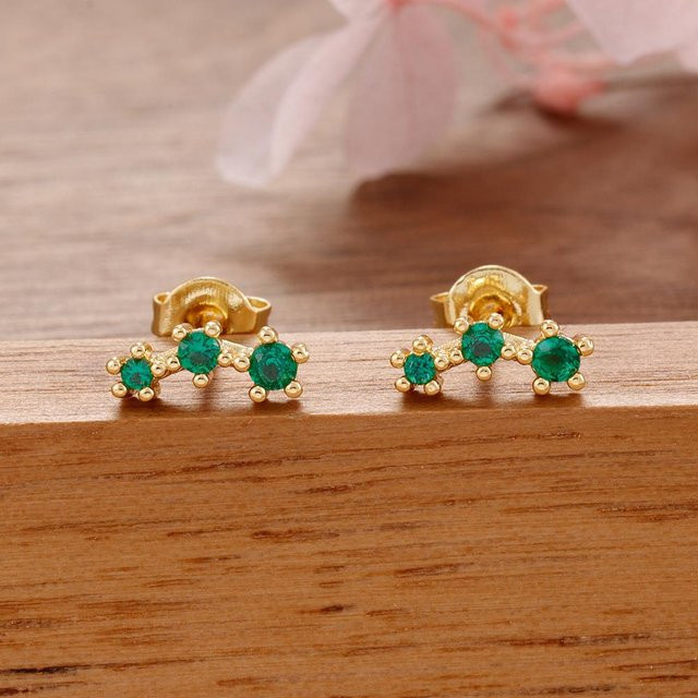 TuiYing Steckerohrringe, 14K Gold Plated Edelstahl, Zirkonia, Damen - Bild 1