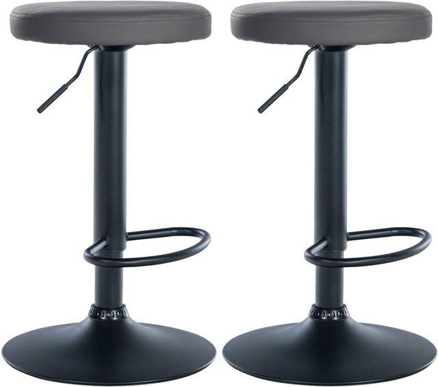 DELUKE 2er Set Barhocker KAZON aus Kunstleder, grau und schwarz, höhenverstellbar und drehbar, B/T/H: 38,5 x 38,5 x 60 cm - Bild 1