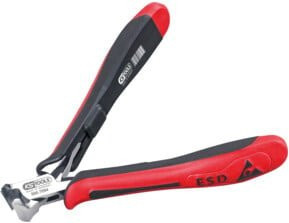 KS Tools ESD Mini-Schrägschneider aus Stahl in Rot mit 120 mm breitem Kopf - Bild 1