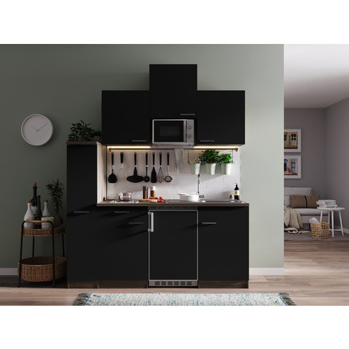 Respekta Singleküche Oliver in Schwarz mit E-Geräten, Breite: 180 cm, Tiefe: 60 cm, Höhe: 200 cm - Bild 3