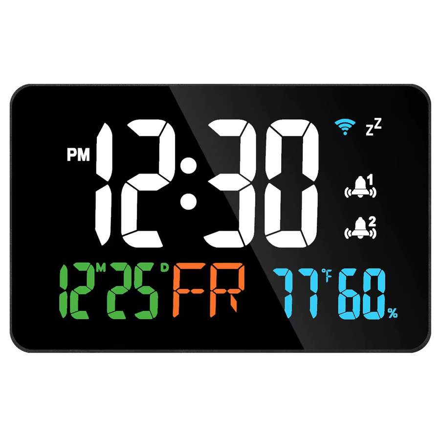 Tuya Smart WiFi Desktop Uhr mit LED Display, Kalender, Thermometer und Hygrometer in Schwarz - Bild 2