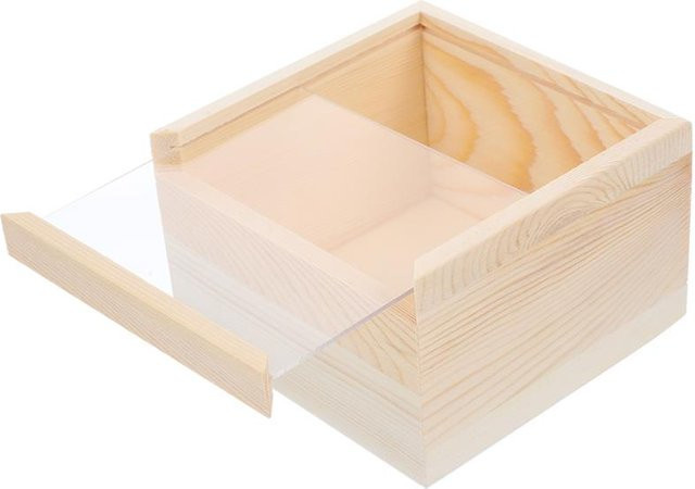 Vintage Schatzkiste aus Holz mit transparentem Deckel in Beige - Bild 1