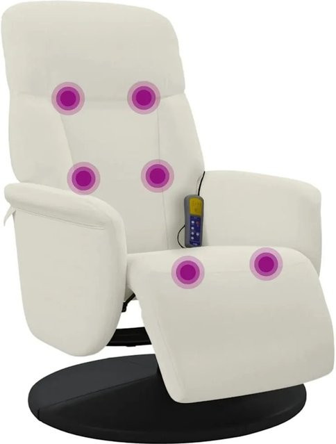 vidaXL Massagesessel mit Fußteil in Creme, Samt, Beige - Bild 1