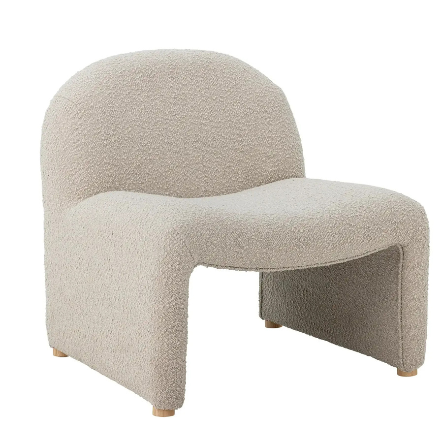 Bloomingville Ruhesessel Neel in Beige mit Bouclé-Stoff und Holzgestell - Bild 1