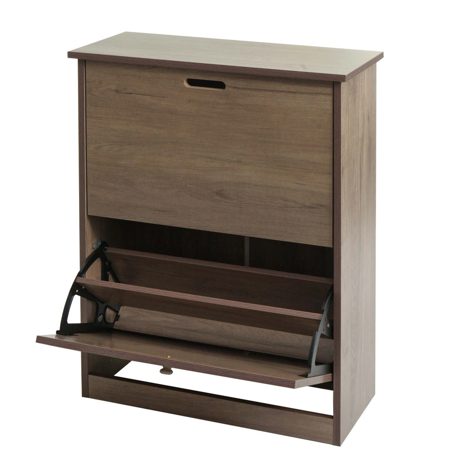 Schuhkipper MCW K45 Schuhschrank aus Paulownia MDF in Grau-Braun, B/H/T: 81 x 25 x 60 cm - Bild 2