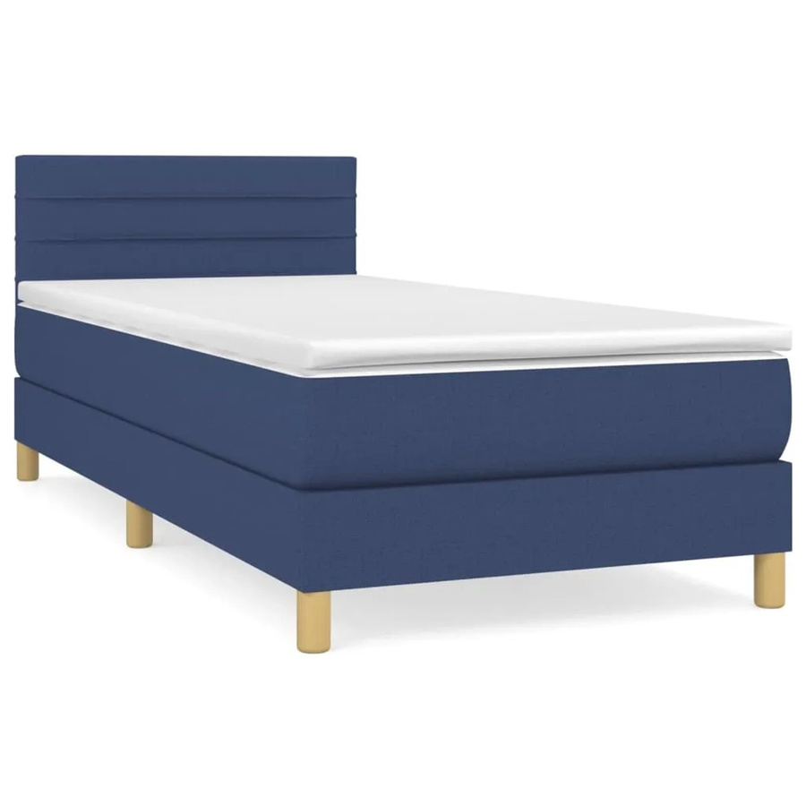 vidaXL Boxspringbett Hybrid mit Matratze Blau und Weiß, B/T/H: 80 x 200 x 88 cm - Bild 2