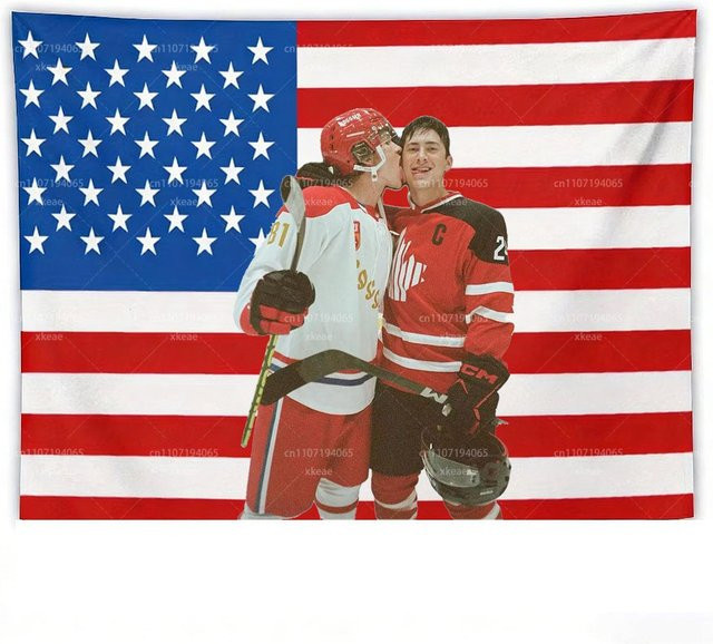 Wandteppich JMG Household Supplies Hockey Ilya & Shane mit Amerikanischer Flagge, Mehrfarbig, B x H: 60 x 40 cm - Bild 1