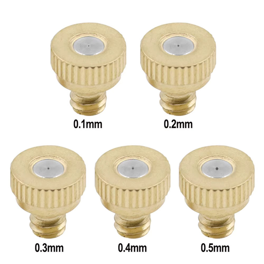 10er Set Pengliu Zerstäubungsdüsen 3/16 Zoll für Nebel-Spray-Kühlwassersysteme in Gold mit Düsenöffnungen von 0,1 mm bis 0,5 mm - Bild 2