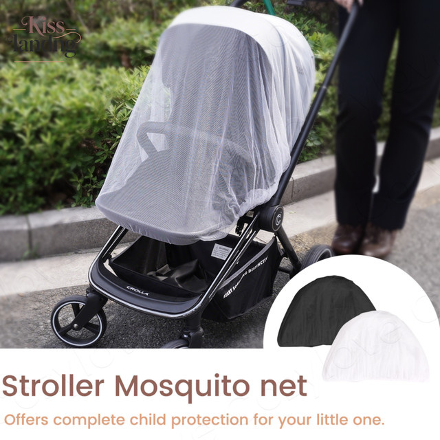 Kisslanding Universelles Kinderwagen-Moskitonetz in Weiß für Kinderwagen und Babytragetaschen - Bild 1