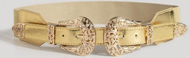 Ruidi bb Gürtel, Retro Geschnitzt, Doppelschnalle, Gold, Damen, 115cm - Bild 1