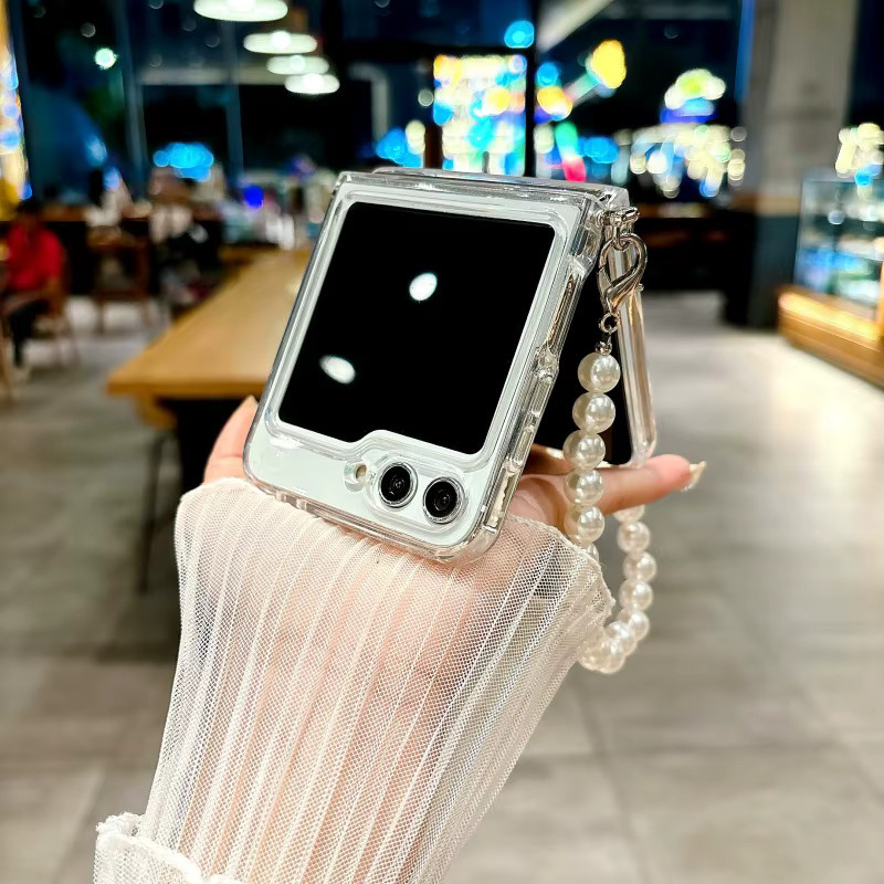 SUNWARD Transparente TPU Handyhülle mit Perlenarmband für Samsung Galaxy Z Flip 7 FE, Flip 6, 5, 4, 3 5G - Bild 3