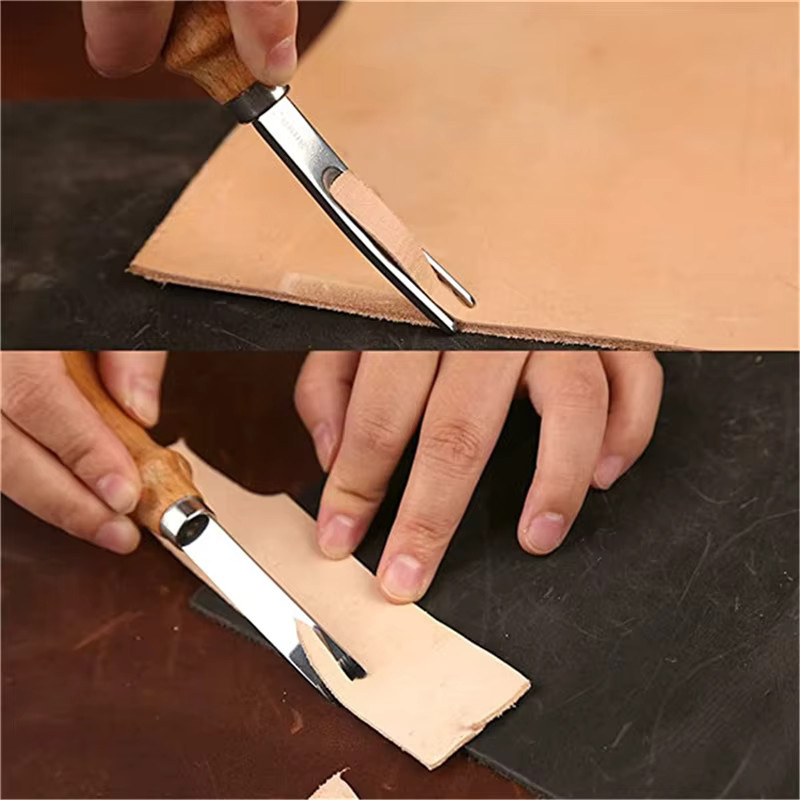 Lederhandwerk Randbebeiler und Skiving-Messer mit Holzgriff für DIY-Bastelarbeiten in den Größen 4mm, 6mm und 8mm - Bild 2