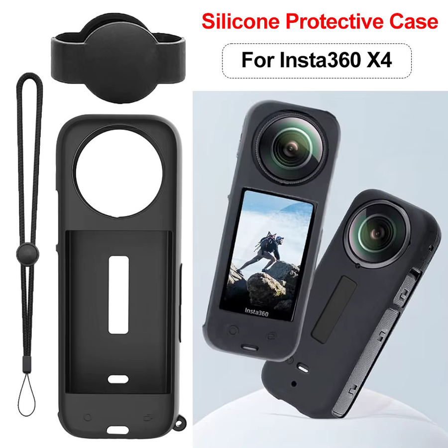 Schutzhülle aus Silikon für Insta360 X4 Action Kamera in Schwarz - Bild 2