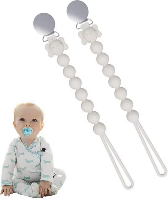 Baby-Schnullerclip in Grau als Schnullerkette und Beißring für Säuglinge, Unisex-Baby-Accessoire - Bild 1