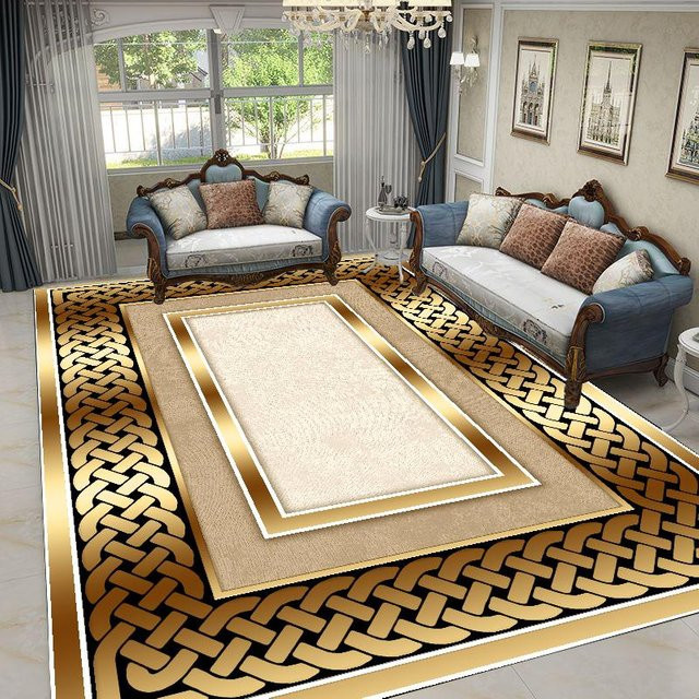 Karpetti Wohnzimmerteppich Nordischer Stil in Gold und Schwarz mit geometrischem Design, B/T: 200 x 300 cm - Bild 1