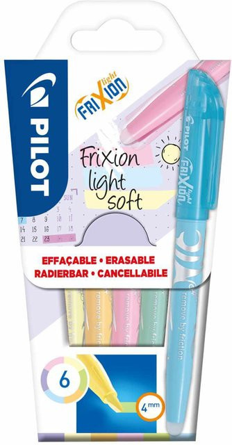 PILOT Frixion Light Soft Textmarker Pastell 6er-Set Multicolor mit Keilspitze - Bild 1