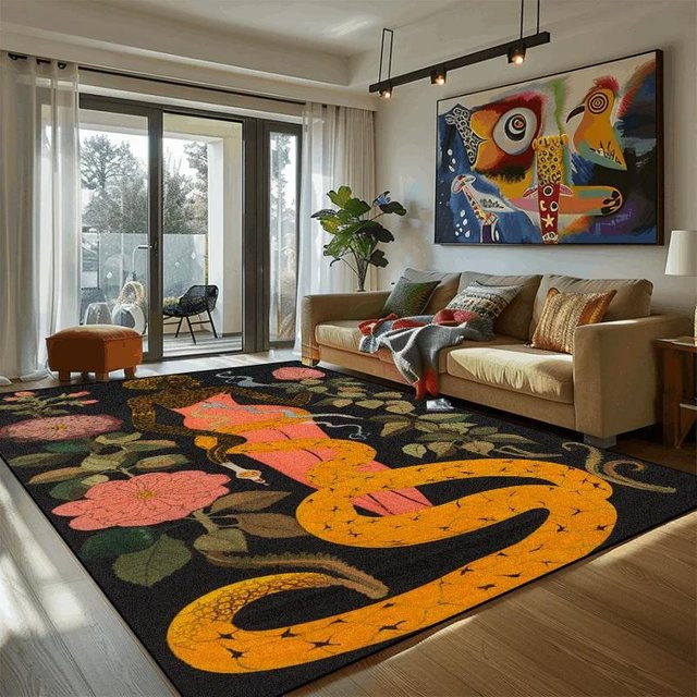 Karpetti Wohnzimmerteppich mit abstraktem Vintage-Blumendekor, rutschfest und waschbar, B/T: 200 x 250 cm, Mehrfarbig - Bild 1