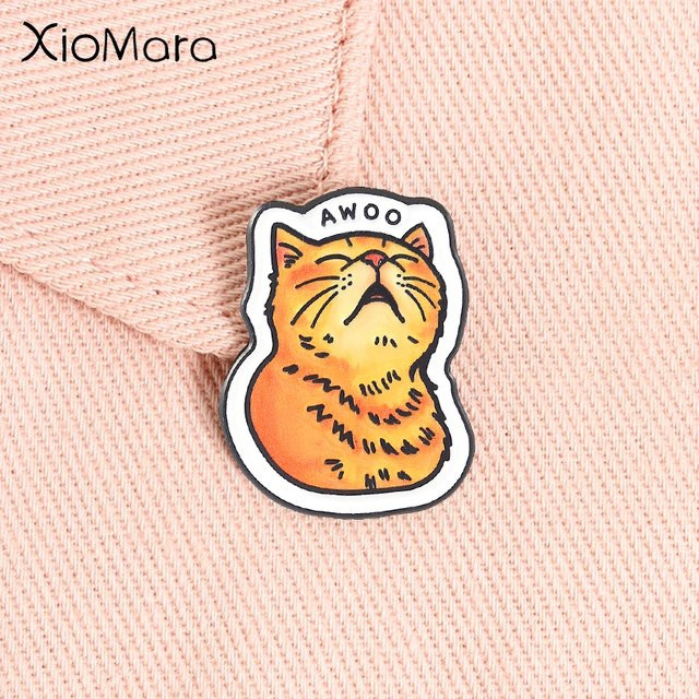 AWOO Emaille-Anstecknadel, Orange Tabby-Katze, Bunt, Unisex - Bild 1
