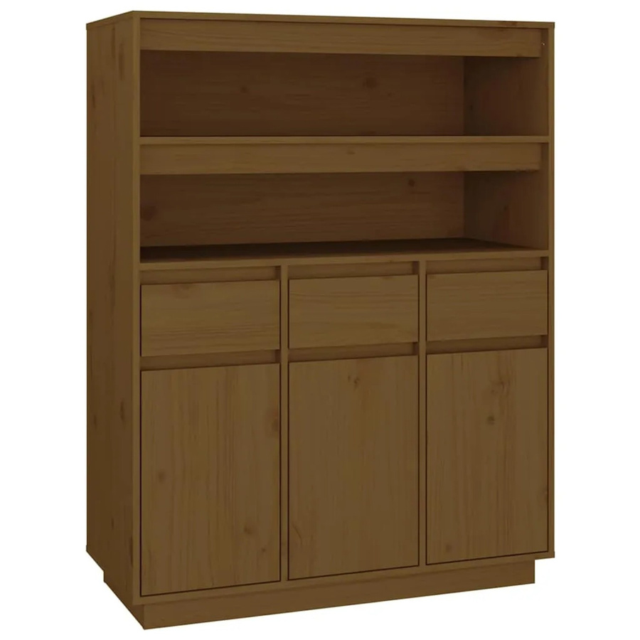 vidaXL Highboard aus Kiefernholz in Honigbraun mit Türen und Schubladen, B/T/H: 89 x 40 x 116,5 cm - Bild 2