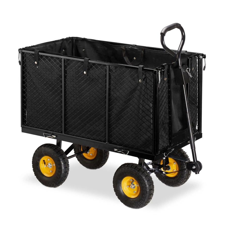 Relaxdays Bollerwagen aus Stahl in Schwarz, klappbar, B/T/H: 83 x 51 x 110 cm - Bild 2