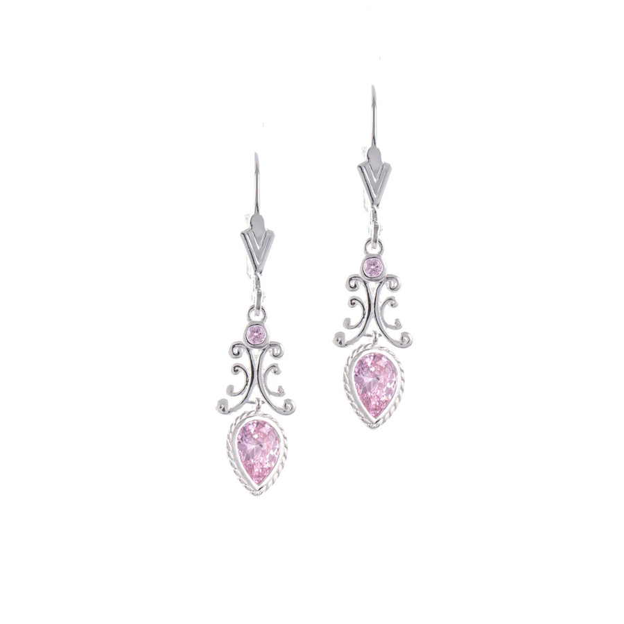 Ohrringe 925 Silber, Zirkonia rosa, Damen - Bild 1