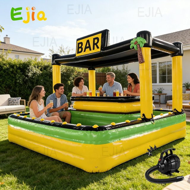 Ejia Aufblasbare Poolbar mit Überdachung aus PVC in Schwarz und Multicolour für Gartenpartys und Outdoor-Events - Bild 1
