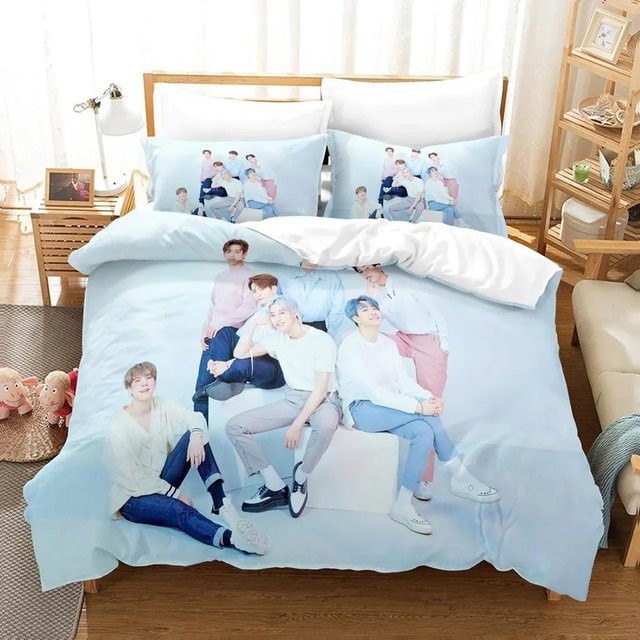 GOT7 Kpop Bettwäsche Set mit 3D-Druck, Blau, B/H: 240 x 210 cm - Bild 1