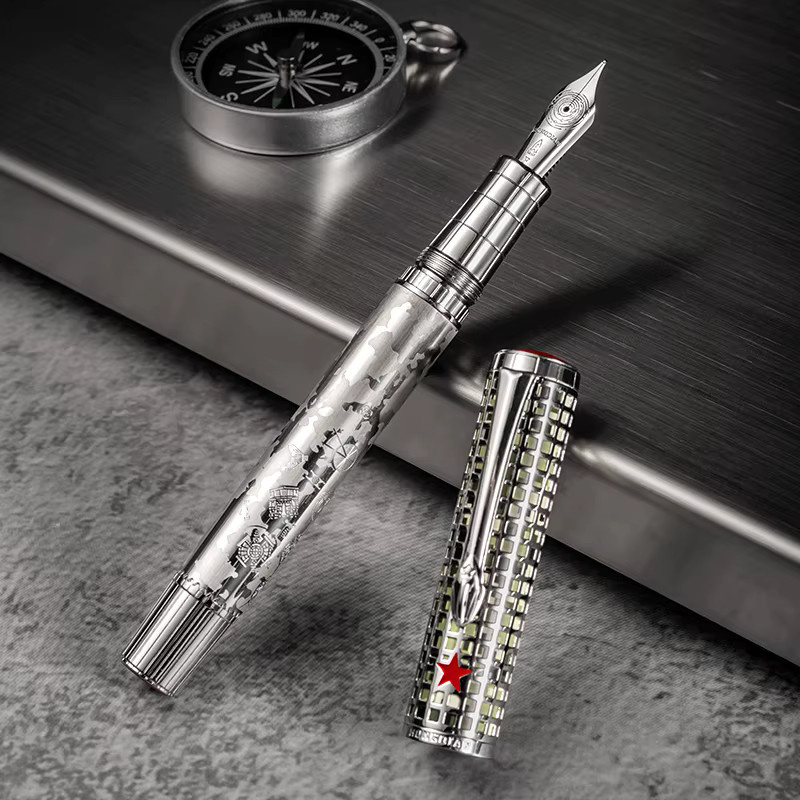 Hongdian WA35 Space Collection Füllfederhalter aus Metall in Silber als limitiertes Kalligraphie-Schreibinstrument - Bild 4