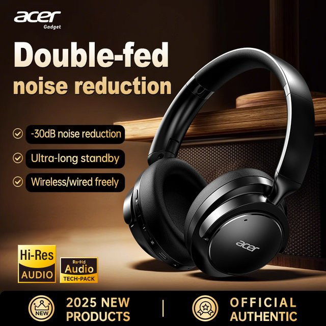 Acer Ohr560 Kabelloses Bluetooth-Over-Ear-Headset in Schwarz mit aktiver Geräuschunterdrückung und integriertem Mikrofon sowie 3,5-mm-Klinkenanschluss - Bild 1