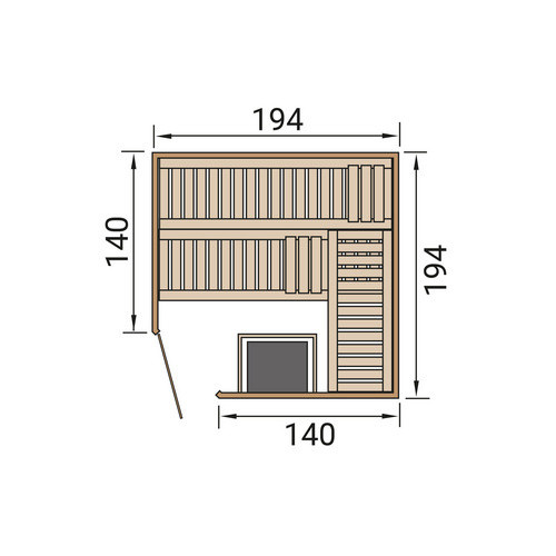 WEKA Ecksauna Varberg 3 Sparset für 6 Personen in Braun mit 9 kW Ofen und Glastür - Bild 2