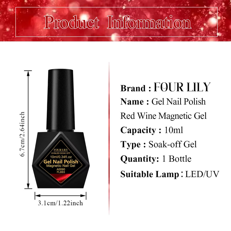 FOUR LILY Gel-Nagellack, dunkelrote Katze, 10 ml - Bild 6