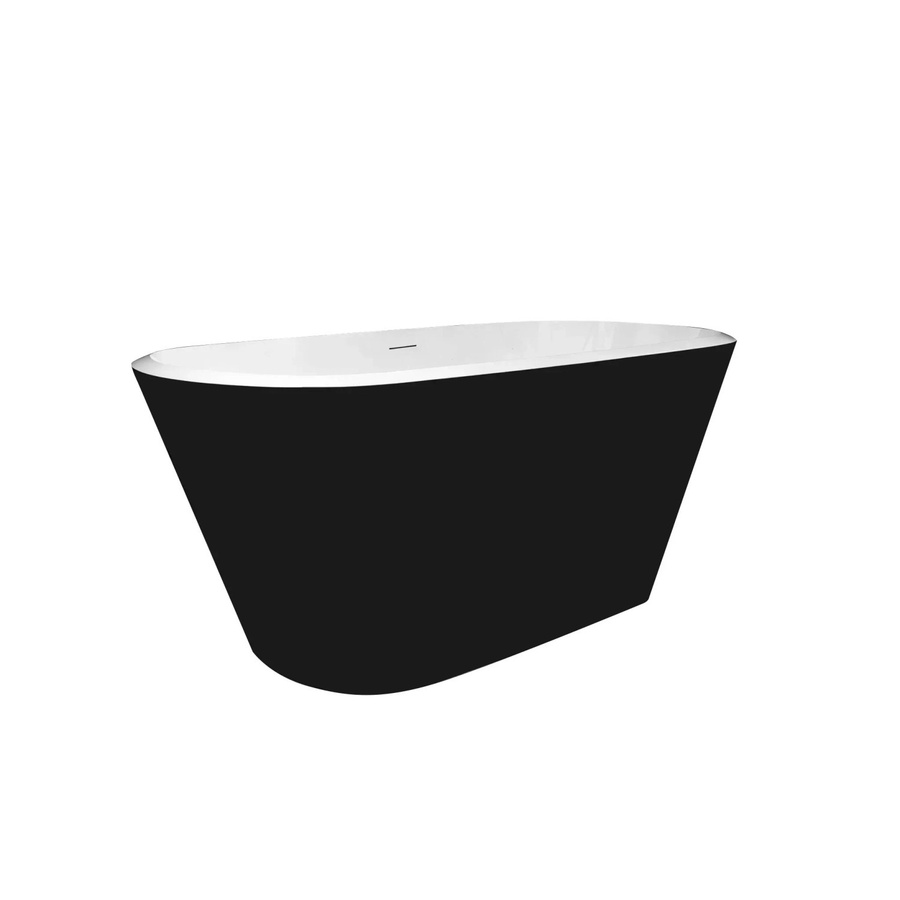 AICA Freistehende Badewanne aus Acryl in Schwarz Matt mit Ab- und Überlauf, Oval, B: 150 cm, T: 72 cm - Bild 2