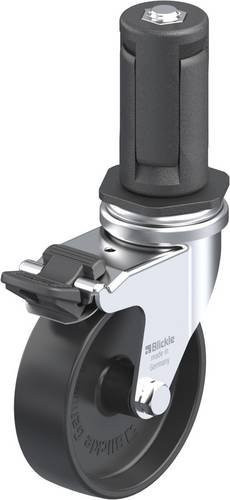Blickle Lenkrolle LRA-POA 75G-FI-ER04 mit Feststeller, Rad-Durchmesser: 75 mm, Tragfähigkeit: 75 kg, Farbe: Schwarz, Material: Stahl und Kunststoff, verzinkt - Bild 1