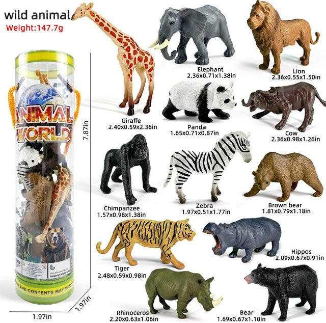Linyi toy car Simulation Wildtiere Modell, Actionfiguren, 12-teiliges Set, ab 3 Jahren - Bild 1
