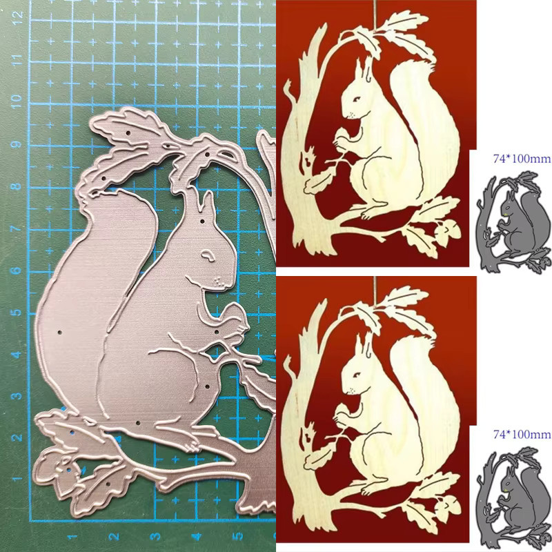 Metall Schneideschablone Frohe Weihnachten mit Eichhörnchen für DIY Bastelarbeiten und Scrapbooking in Silber - Bild 2