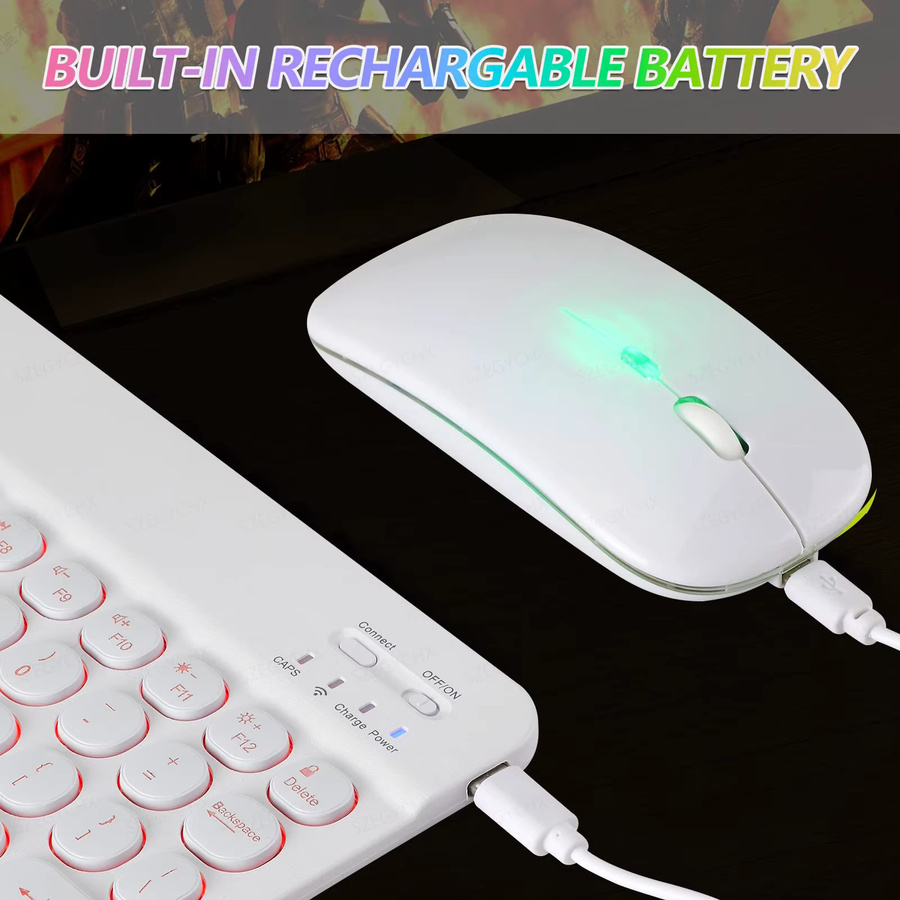 SZEGYCHX Bluetooth Wireless Magic Tastatur und Maus Set für iPad und Tablets in Weiß - Bild 2