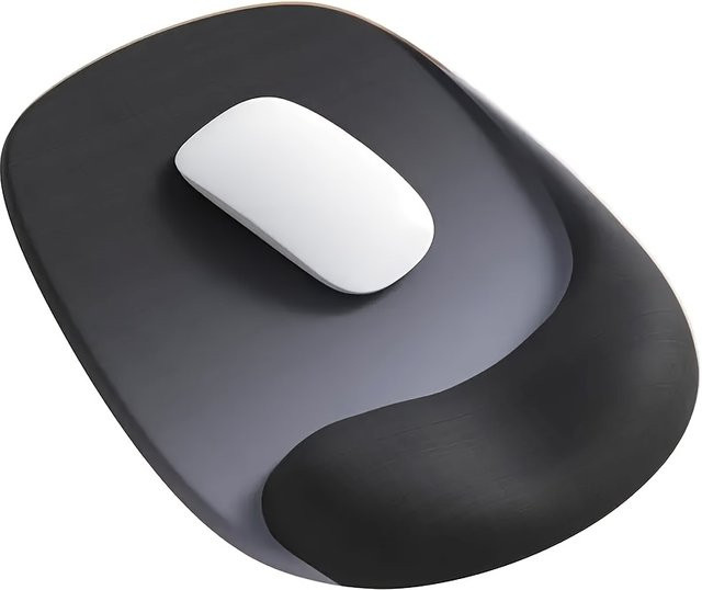 Ergonomisches Mauspad mit Gel-Handgelenkstütze aus Lycra-Gewebe in Schwarz für Laptop und Desktop - Bild 1