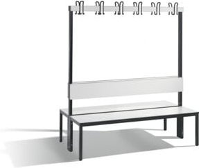 C+P Garderobenbank Basic Plus doppelseitig mit Rückenlehne, Gestell Schwarzgrau und Dekor Weiß, H 165 cm x B 150 cm x T 76 cm - Bild 1