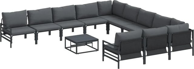 vidaXL Garten-Sofa-Set 12-teilig aus Stahl in Anthrazit - Bild 1