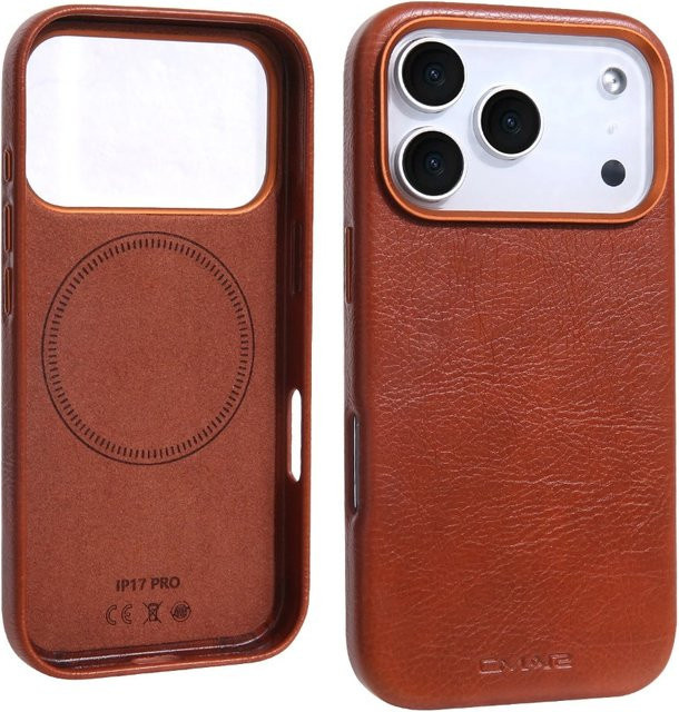 Luxus Business Leder Schutzhülle mit MagSafe Magnetfunktion für iPhone 17 16 15 14 Pro Max in Grau mit stoßfestem Metall-Objektivrahmen - Bild 1