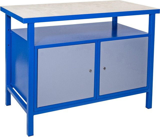 Güde Werkbank P 1200 TT in Grau-Blau mit Stahlgestell und Holzplatte, B/T/H: 120 x 60 x 85 cm - Bild 1