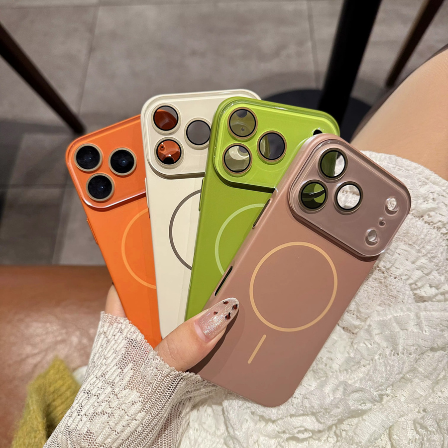 EOENKK Magnetische matte Handyhülle mit MagSafe für iPhone 11 bis iPhone 17 Pro Max Plus Air, stoßfest, Schwarz und Orange - Bild 2